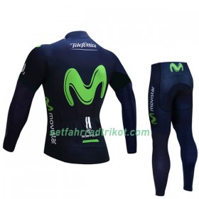 Radbekleidung Radtrikot Langarm + Lang Radhose 2017 Movistar Team Kinder N001